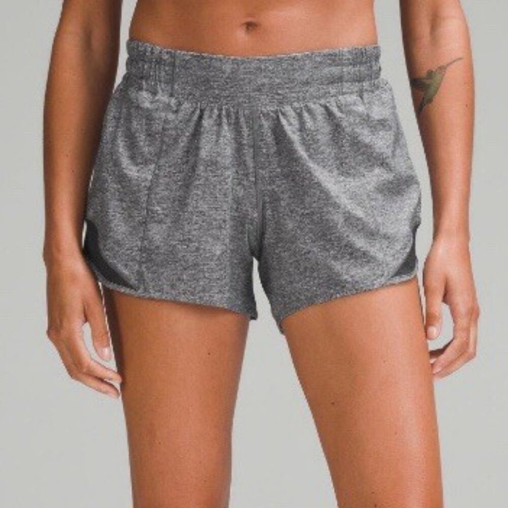 lululemon Hotty Hot Low-Rise Heather Gray 4" Shorts